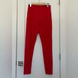 Tuff Veda Red High-Waisted Leggings with pockets